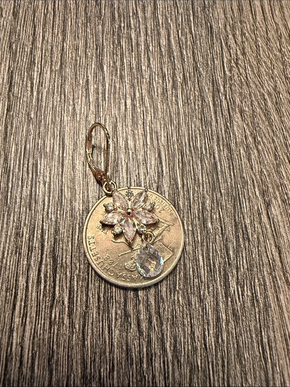 Rose Gold Crystal Floral Drop Earrings - Elegant Women's Jewelry